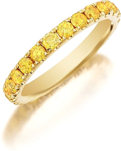This stylish gold band by Henri Daussi features a single line of na...