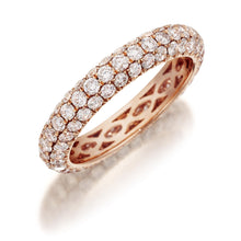 Henri Daussi Domed 3-Row Pink Diamond Pave Band