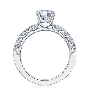 A delicate hand made Tacori engagement ring # HT2229A with round pa...