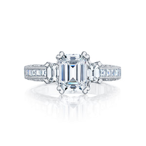 Tacori Emerald Channel Set Diamond Engagement Ring