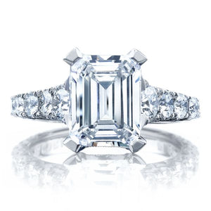 Tacori RoyalT Graduated Prong Set Emerald Cut Diamond Engagement Ring