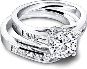 Jeff Cooper Engagement Ring with Tapered Baguettes & Square Emerald Cuts