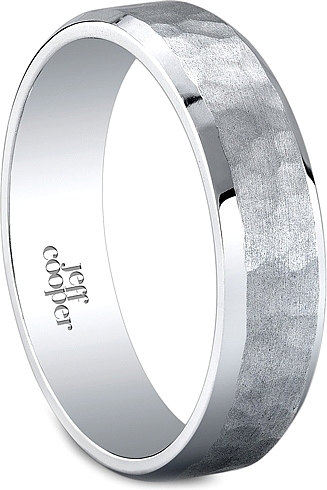 Jeff Cooper Hammered Men's Wedding Band-6mm