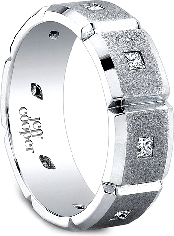 R3070 Jeff Cooper Princess Cut Men s Diamond Wedding Band 7