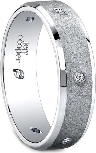 Jeff Cooper Satin Diamond Wedding Band-6mm