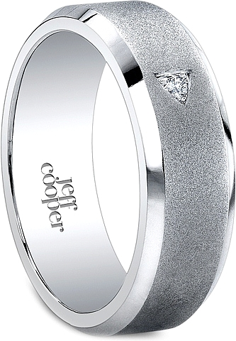 Jeff Cooper Satin Finish Men's Diamond Wedding Band-7mm