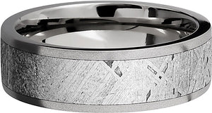 7 mm wide/Flat/Titanium band with one 5 mm Centered inlay of Meteor...