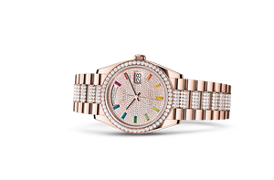 Oyster, 36 mm, Everose gold and diamonds