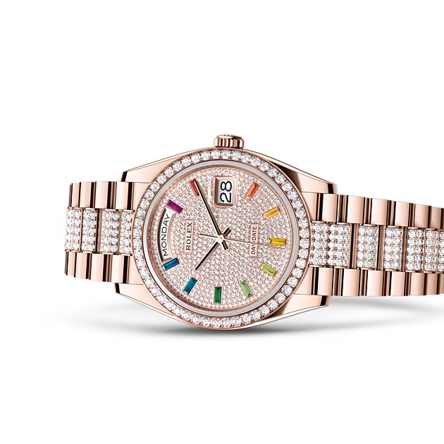 Oyster, 36 mm, Everose gold and diamonds