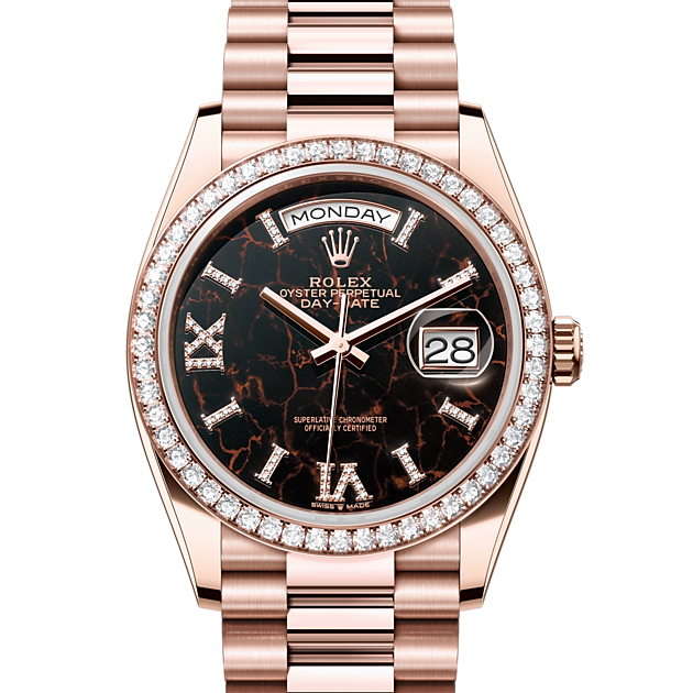 Oyster, 36 mm, Everose gold and diamonds