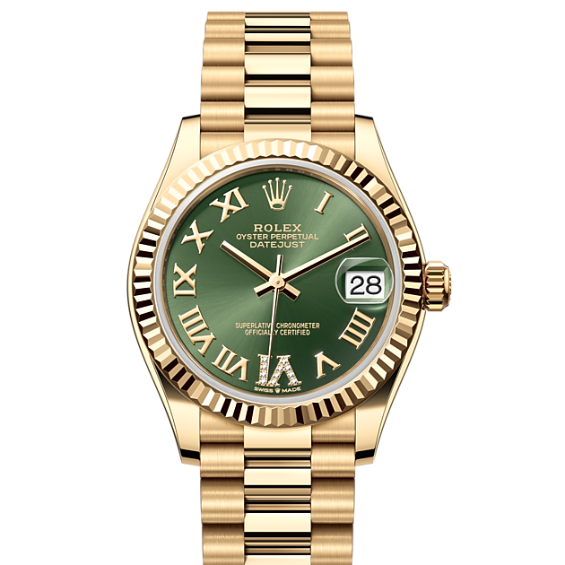 Rolex oyster perpetual datejust green face best sale
