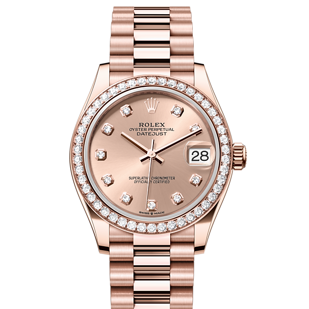 Oyster, 31 mm, Everose gold and diamonds