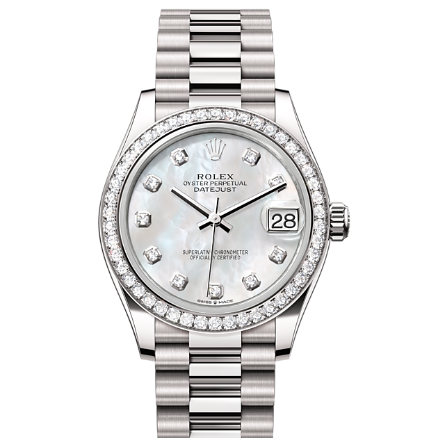 Oyster, 31 mm, white gold and diamonds