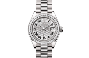 Oyster, 28 mm, white gold and diamonds