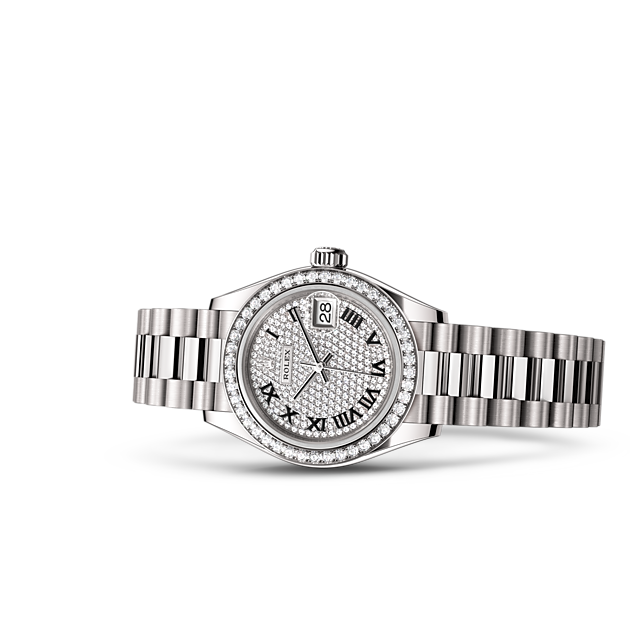 Oyster, 28 mm, white gold and diamonds