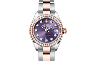 Oyster, 28 mm, Oystersteel, Everose gold and diamonds