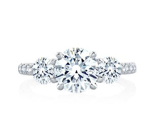 Three Stone Round Engagement Ring with Diamond Band