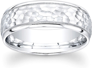 Men's Hammered Finish Wedding Band-7mm