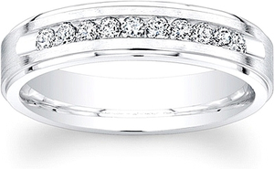 Men's Satin Finish Diamond Wedding Band-5mm