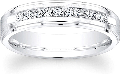 Men's Satin Finish Diamond Wedding Band-5mm