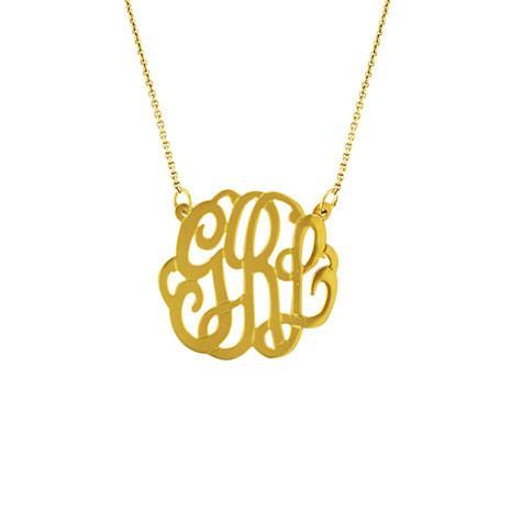 This necklace by Maya J features a medium monogram in the center. A...