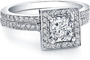Micro-Pave Diamond Engagement Ring for a Princess Cut Center