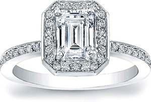 Micro-Pave Diamond Halo Engagement Ring