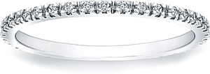 This stylish wedding band features a single row of pave-set round d...