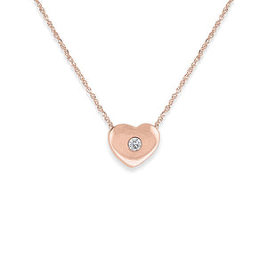 Diamond Heart Necklace in 14k Rose Gold with 1 Diamond weighing .04...