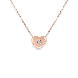 Diamond Heart Necklace in 14k Rose Gold with 1 Diamond weighing .04...