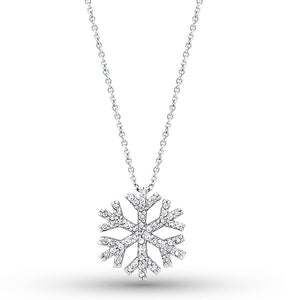 Diamond Snowflake Necklace in 14k White Gold with 55 Diamonds weigh...