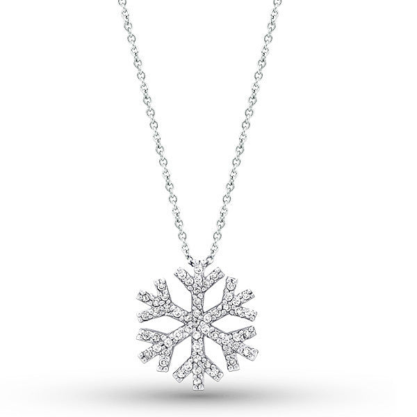 Diamond Snowflake Necklace in 14k White Gold with 55 Diamonds weigh...