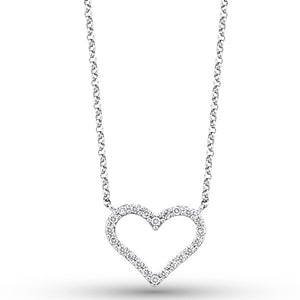 Diamond Heart Necklace in 14k White Gold with 22 Diamonds weighing ...