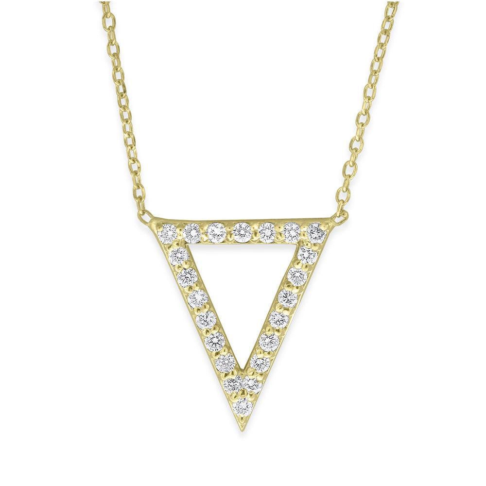 Diamond Open Triangle Necklace in 14K Yellow Gold with 22 Diamonds ...