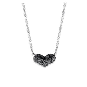 Black Diamond Heart Necklace in 14K White Gold with 37 Diamonds Wei...