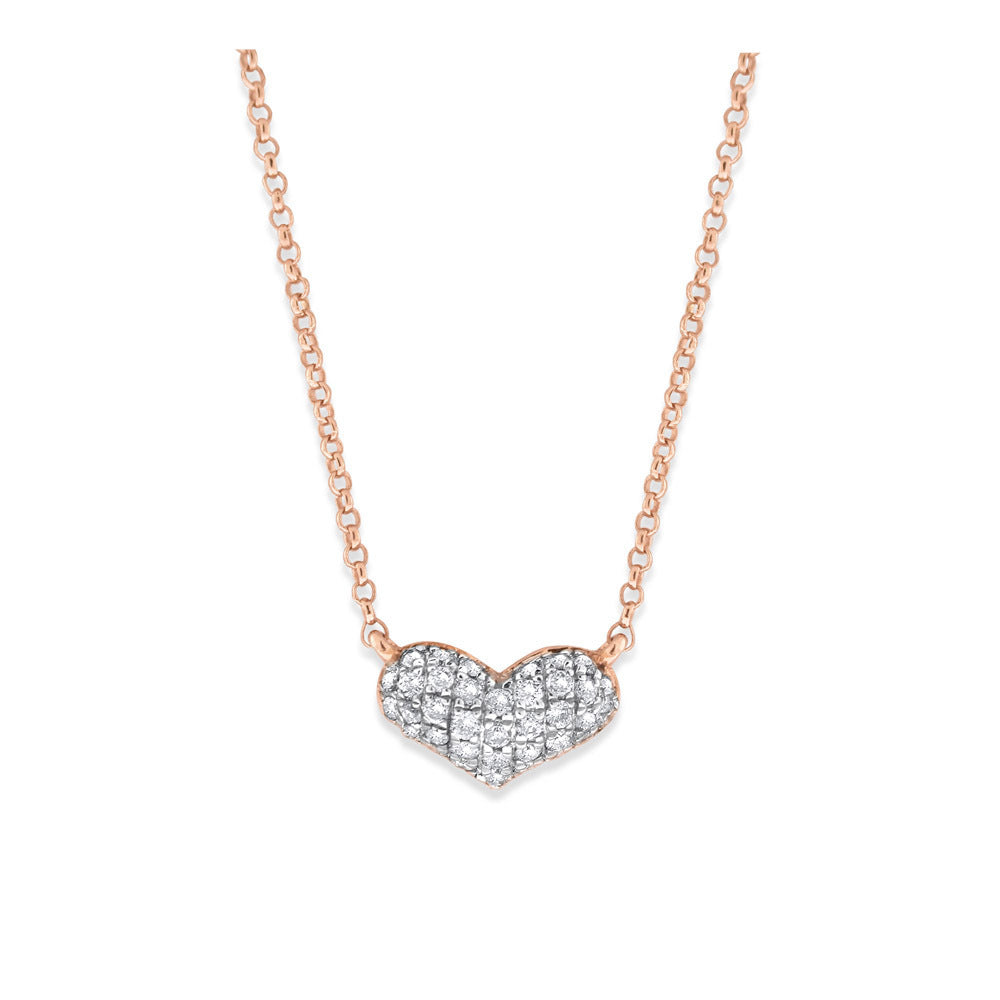 14K Diamond Puffed Heart Necklace. Available in yellow, white and r...