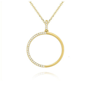 14K Gold and Diamond Circle Necklace. Available in yellow, white an...