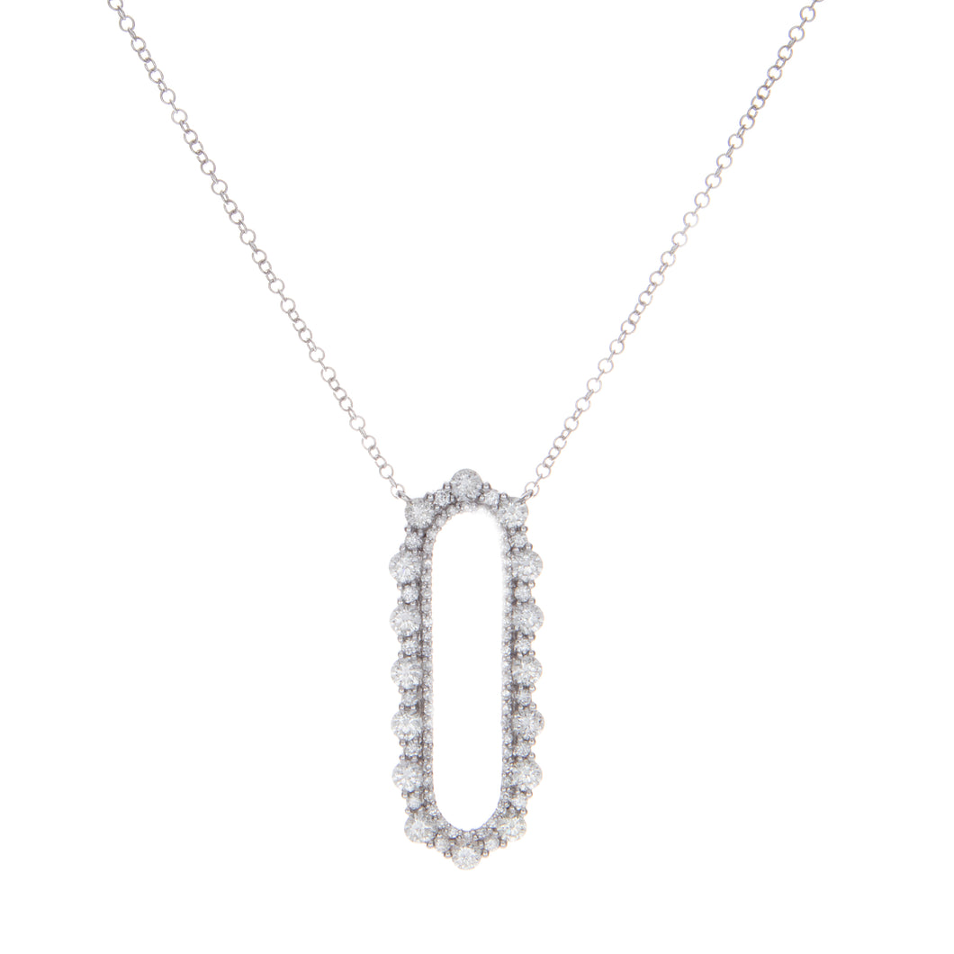 Oval pendant featuring round brilliant cut diamonds totaling 1ct