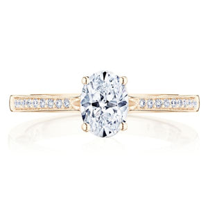 This diamond engagement ring setting by Tacori features pave set ro...