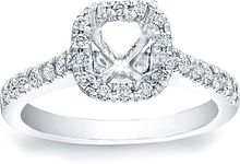Pave Cushion Halo Engagement Ring w/ Pave Band
