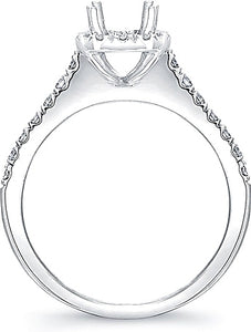 Pave Cushion Halo Engagement Ring w/ Pave Band