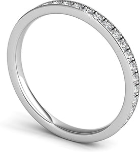 A classic framed straight line pave-set band with diamonds going 3/...