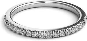 A classic straight line pave-set band with diamonds going 1/2 way a...