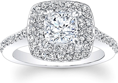Pave Double Halo Diamond Engagement Ring