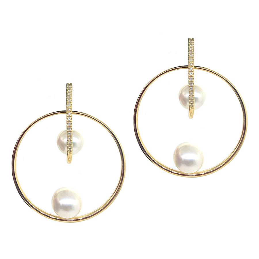 These earrings feature round brilliant cut diamonds that total .15c...