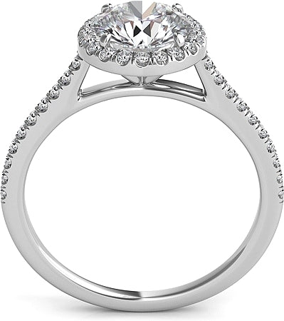 14K White Gold Round Halo Diamond Engagement Ring