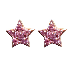 Mini star shaped studs with round brilliant cut pink sapphires.