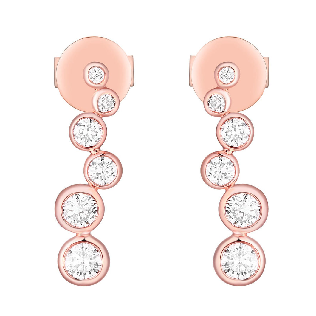 These earrings feature round brilliant cut diamonds that total .50cts.