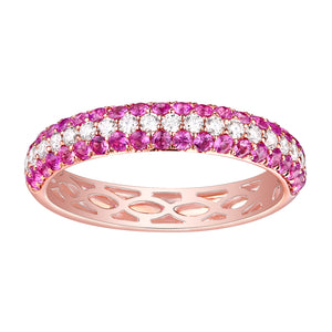 14k Rose Gold Diamond & Pink Sapphire Ring