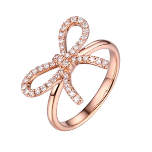 14k Rose Gold Diamond Bow Ring